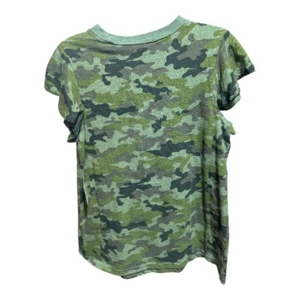 TIME & TRU women's Shirt green camo flutter sleeve Small 4-6 W-093 - Picture 9 of 9